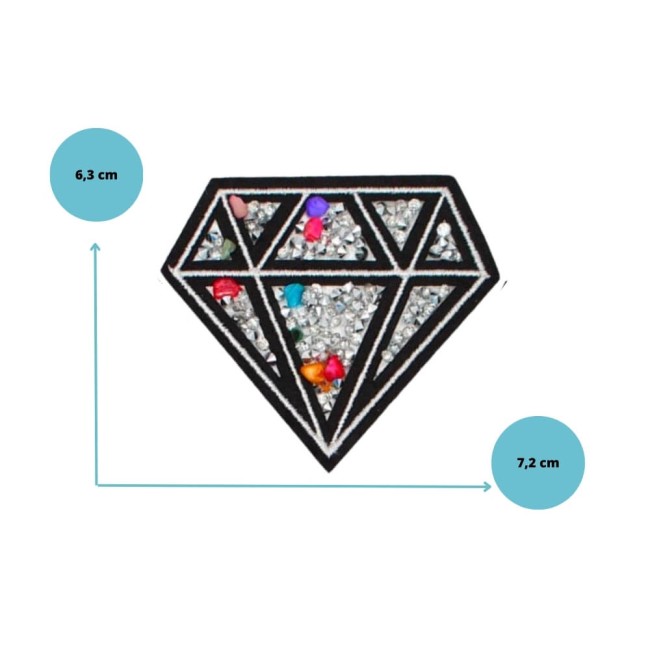 Diamant brodé et perles à thermocoller ou à coudre Dimensions du patch 7,2 x 6,3 cm