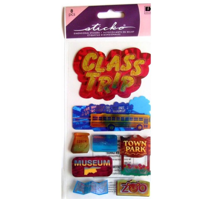 Stickers 3D EK Success Sticko Ecole Voyage scolaire class trip scrapbooking