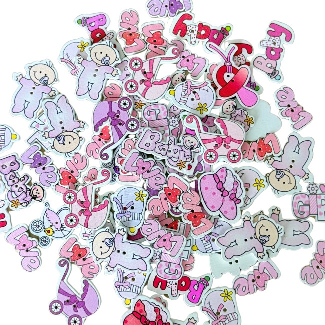 Boutons en bois bébé fille