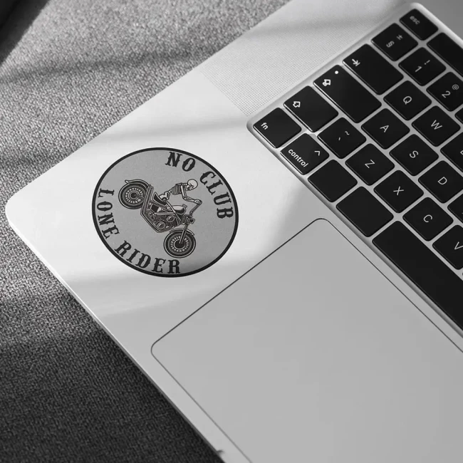 Sticker Lone Rider mat Sticker biker mat noir et gris - pose sur surface lisse et propre