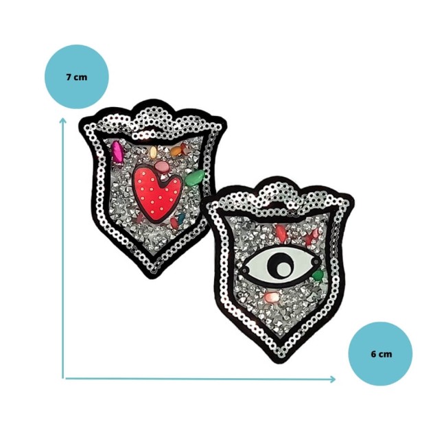 Dimensions des patchs en strass et sequins