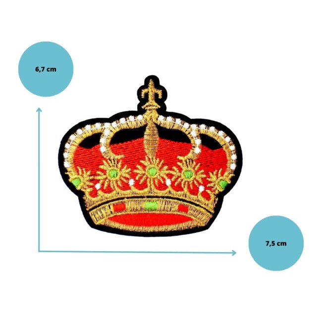 Écusson rouge et doré avec pierres vertes