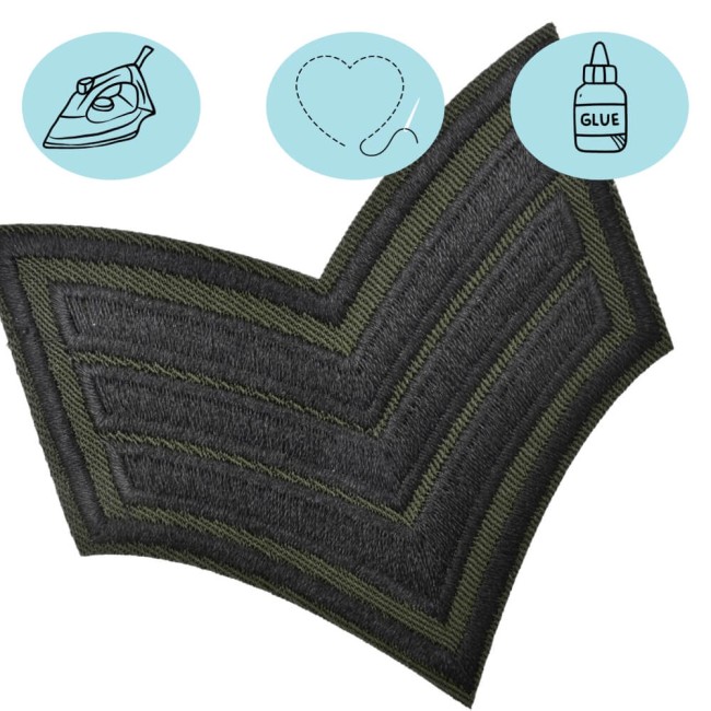 Patch militaire galon 3 chevrons à thermocoller ou à coudre