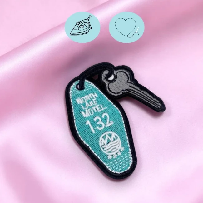Écusson thermocollant clé de motel pour sac ou blouson à coudre ou à coller Patch brodé clé de motel thermocollant ou à coudre