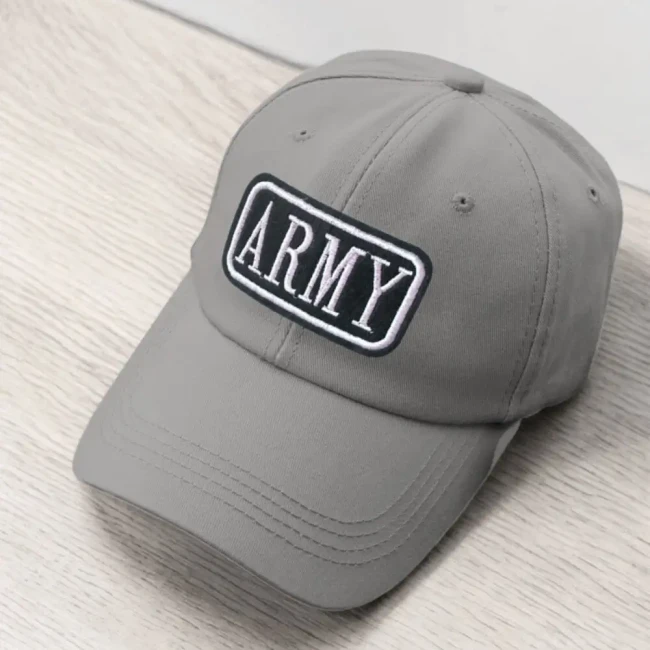 Ecusson militaire stylisé ARMY - broderie argentée pour customiser une casquette Patch thermocollant ARMY style US army argenté
