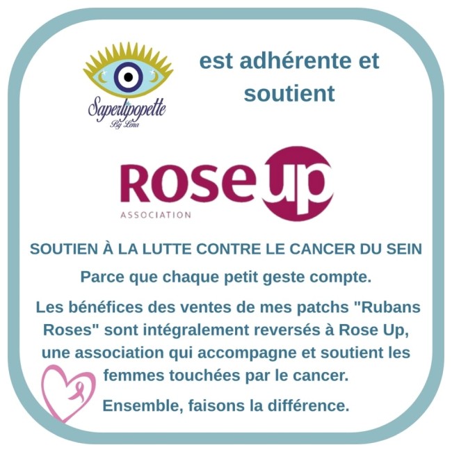 Saperlipopettebylena adhérente de l'association RoseUp Bénéfices de l'écusson Never Give Up ruban rose reversé à l'association RoseUp