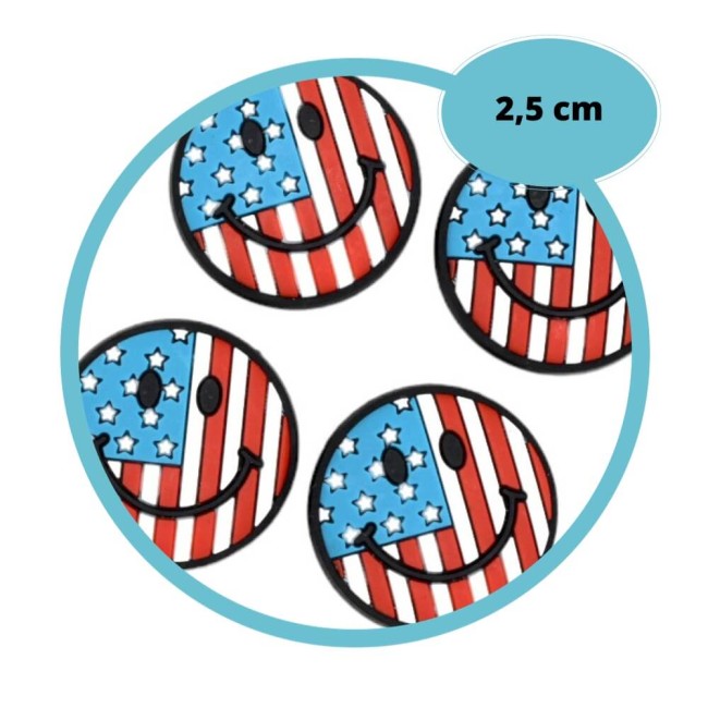 Shoe charm USA, breloque pour sabots Crocs drapeau USA smiley