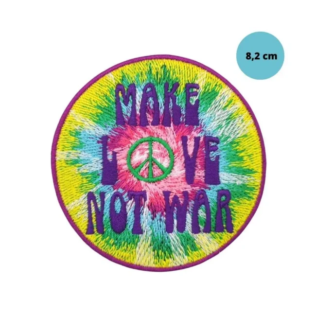 Dimensions du patch Make Love Not War Patch rond Make Love Not War diamètre 8,2 cm