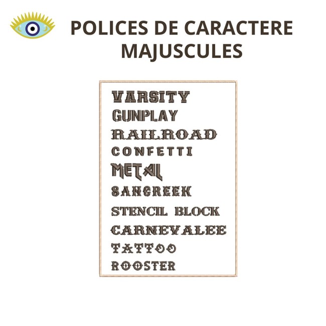 Polices en majuscules pour écusson type biker