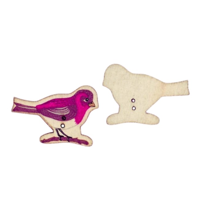 boutons oiseau en bois naturel