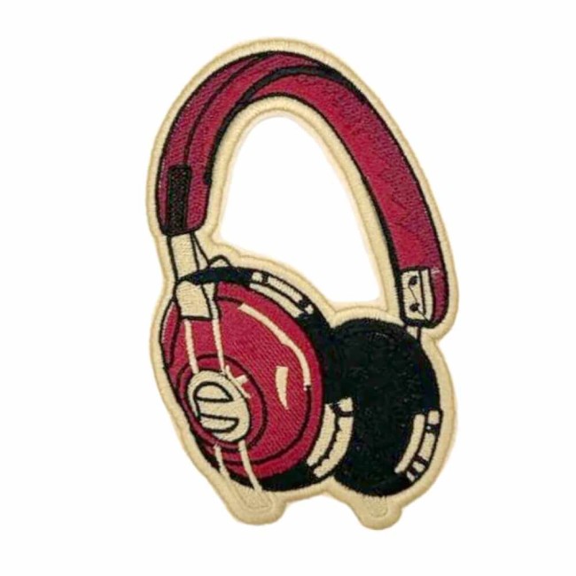 Écusson brodé casque noir, maron et beige