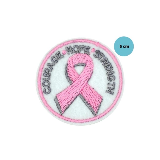 Petit écusson rond de 5 cm pour octobre rose Patch rond 5 cm ruban rose