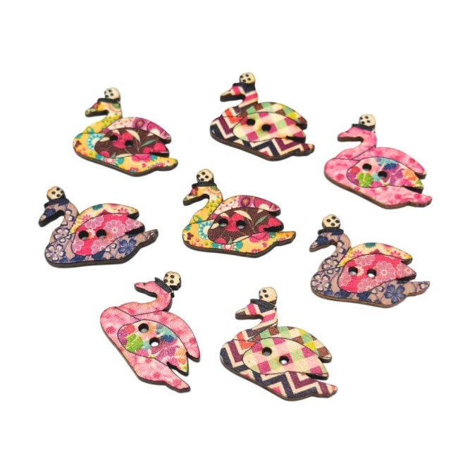 Boutons en bois cygnes 3 cm
