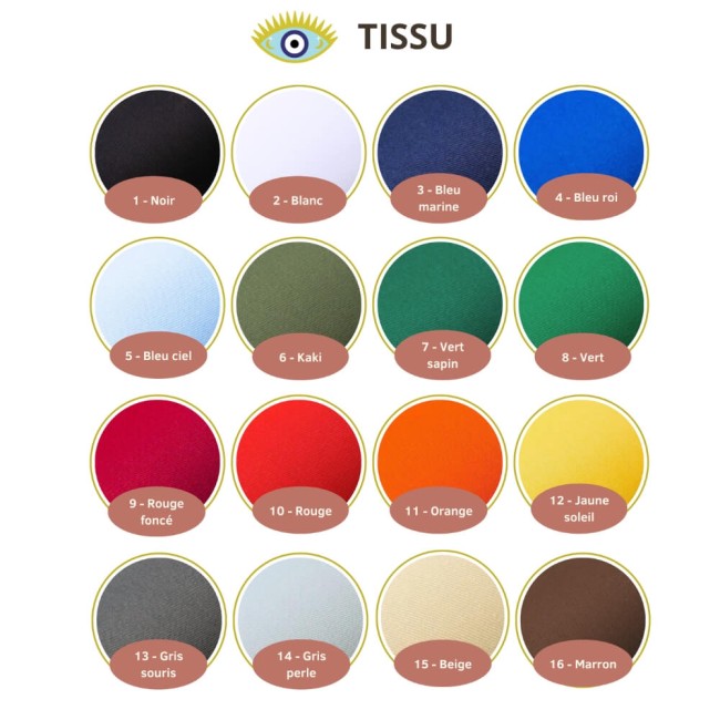 Tissus pour patch biker personnalisé Nuancier de tissus de fond pour personnaliser un patch biker brodé avec choix par numéro
