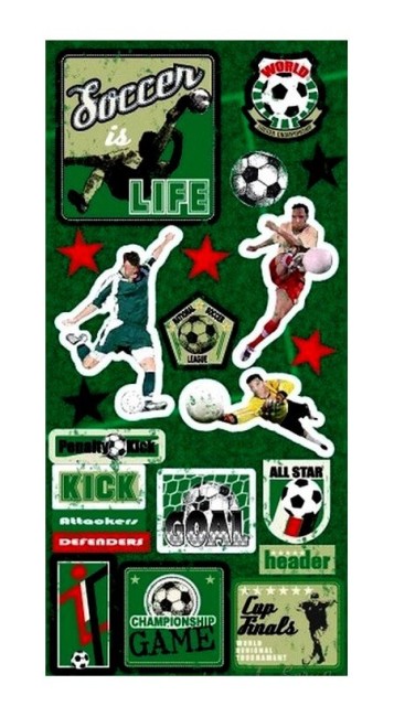 stickers football, Sandylion Journaling cards 30,5 x 14 cm scrapbooking Grande planche de stickers football