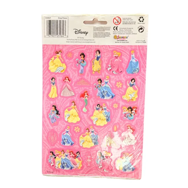 Autocollants à paillettes Princesses Disney Blanche neige, Jasmine, Ariel, Belle, Aurore, Cendrillon stickers pailletés Princesses Disney Sandylion