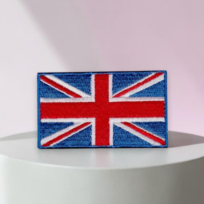 Patch brodé Union Jack thermocollant , drapeau UK 6,2 cm