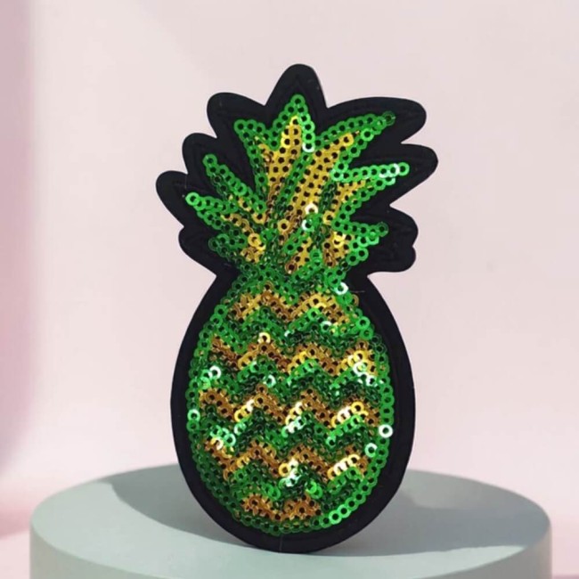 Patch brodé ananas à sequins thermocollant