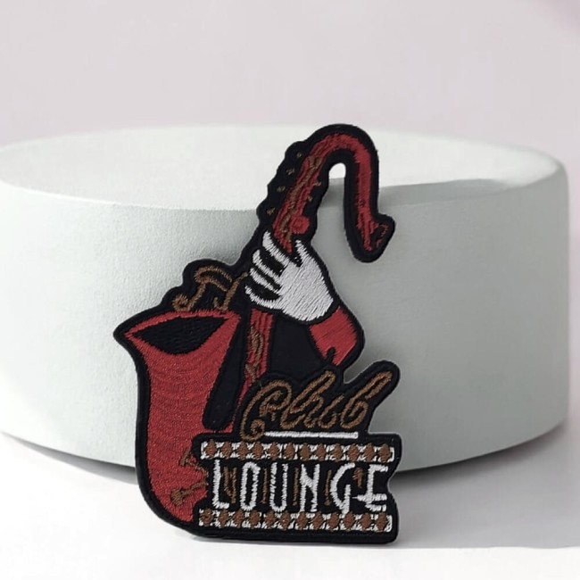 Patch brodé saxophone, écusson jazz Club Lounge