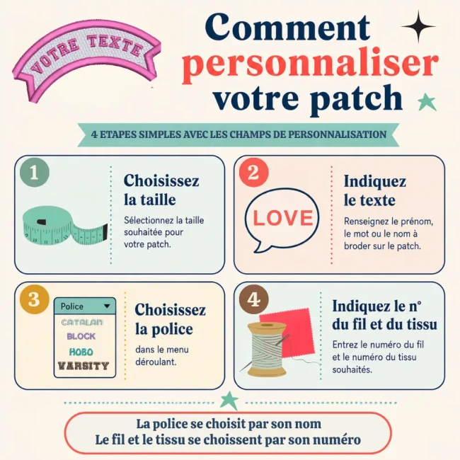 Comment personnaliser votre patch brodé : mode d'emploi Étapes pour personnaliser un patch prénom brodé