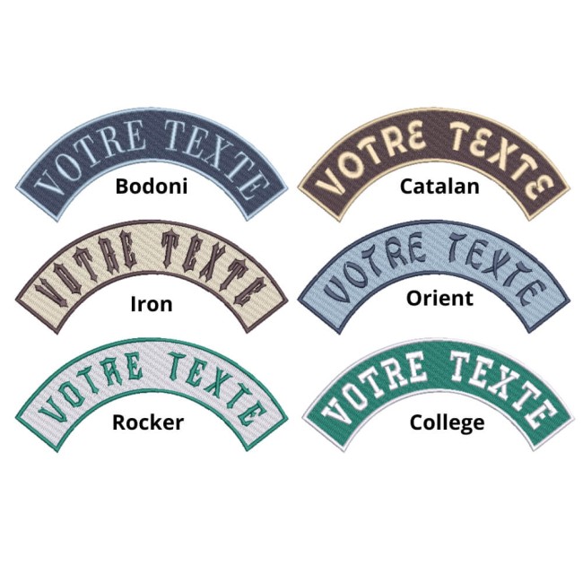 Écusson brodé pour club de motards ou sweatshirt– texte sur mesure Exemple de patch brodé personnalisable avec police au choix