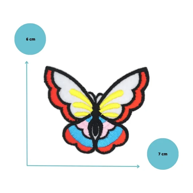 Écusson thermocollant papillon multicolore Patch papillon multicolore avec dimensions 7 x 6 cm