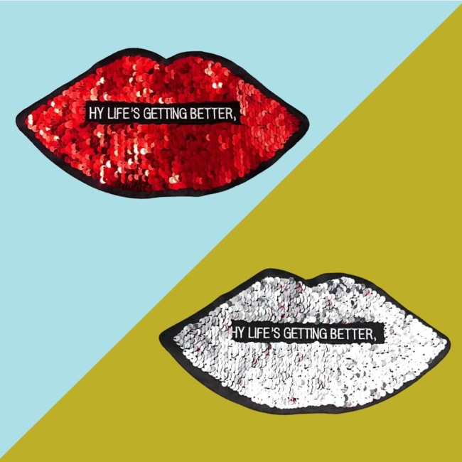 Écusson réversible rouge argent à coudre