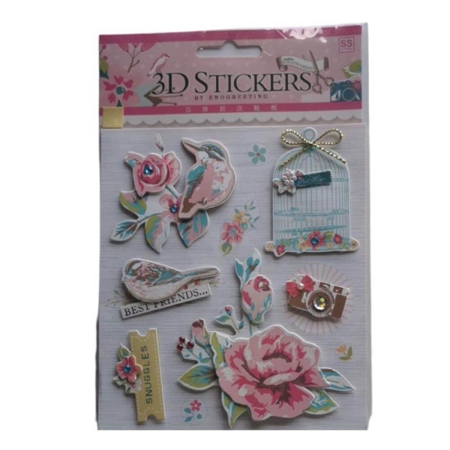 Stickers 3D rétro oiseaux pour album, carte
