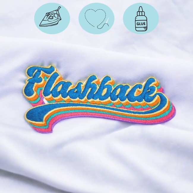 Ecusson réparation vêtement patch brodé coloré style 80s