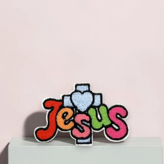 Patch brodé thermocollant "JESUS" - Croix, christianisme