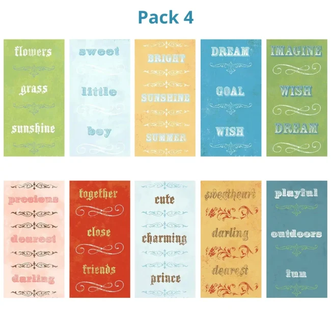 Pack d'embellisements cardstock vintage pour vos projets de scrapbooking ou carterie créative Embellissements découpes My MInd's eye - pack 4 10 cartes