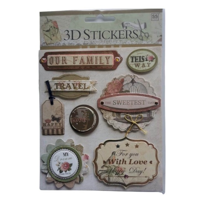 Stickers 3D rétro famille pour album, carte