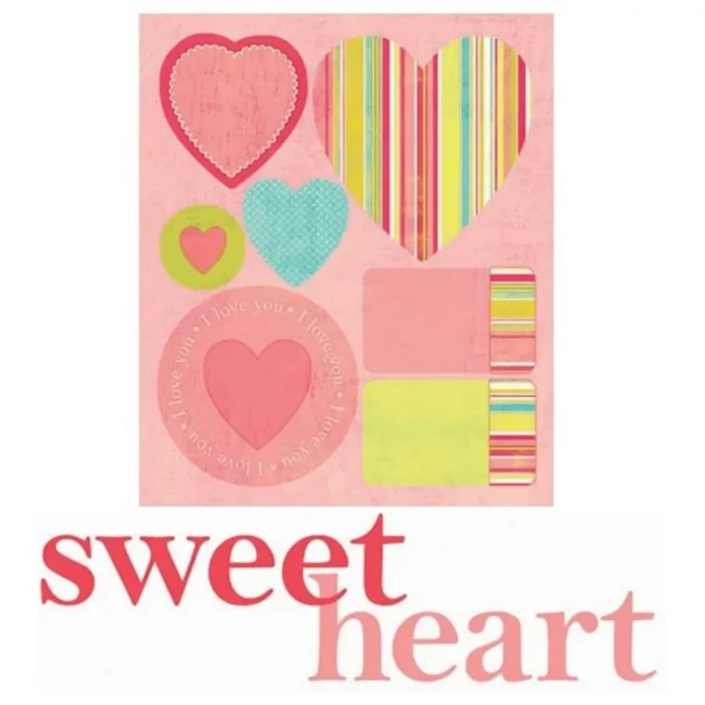 Embelissements sweet grls papier cardstock coeurs et tags