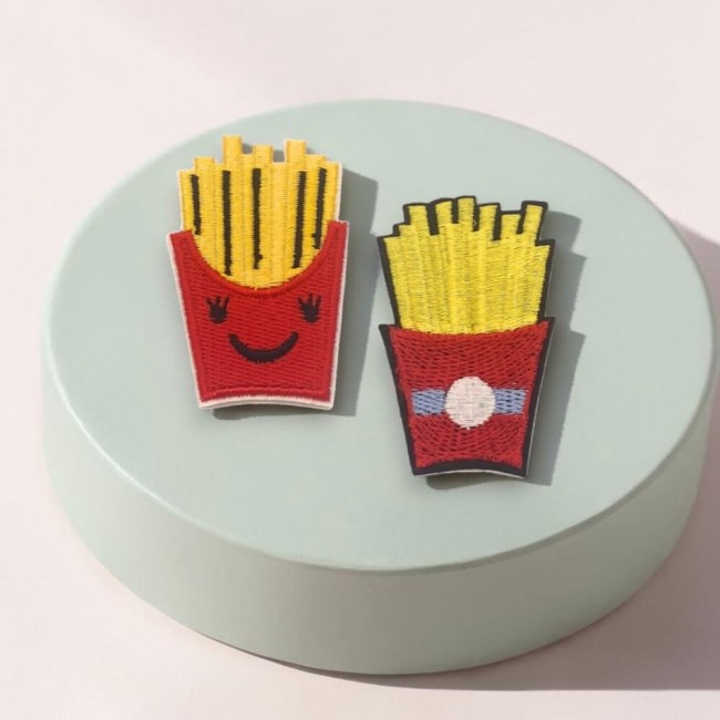 Patch brodé frites, écusson thermocollant