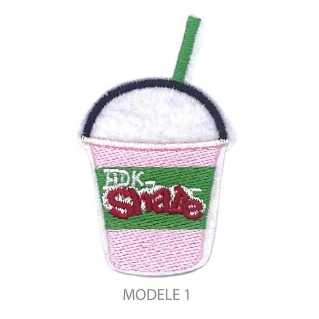 Patch brodé milkshake, écusson thermocollant rétro