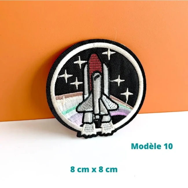 navette spatiale brodée, 8 x 8 cm Ecusson espace thermocollant