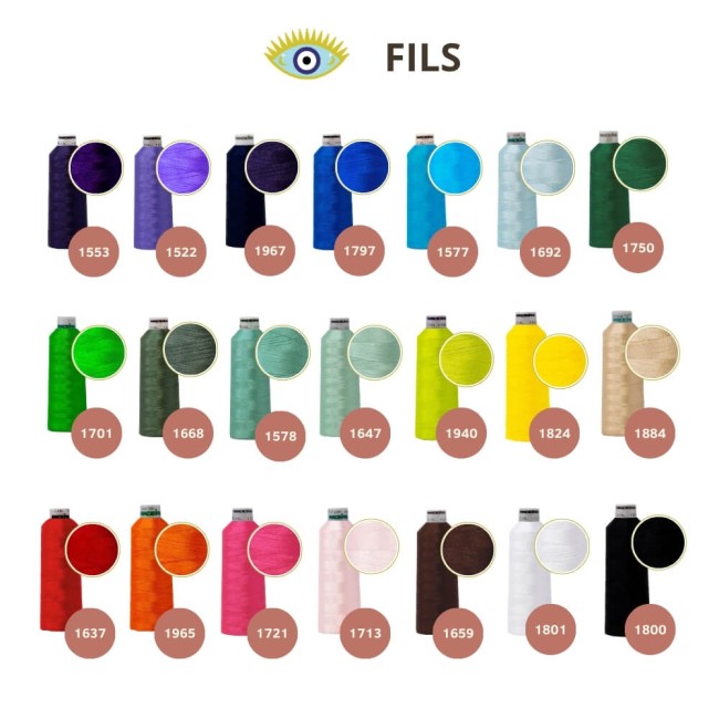 Fils de broderie pour patch biker personnalisé Nuancier de fils de broderie pour choisir la couleur du texte et de la bordure d’un patch biker personnalisé