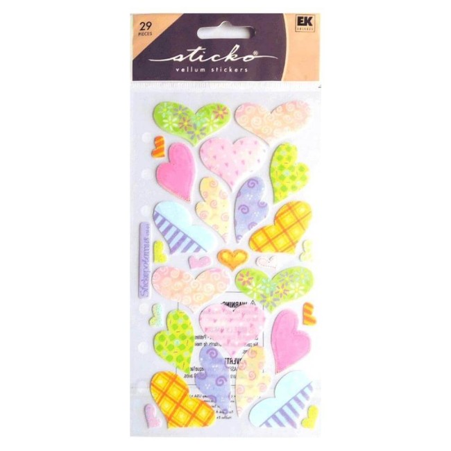 Autocollant de couleur pastel en vélin sickers pastel en forme de coeur