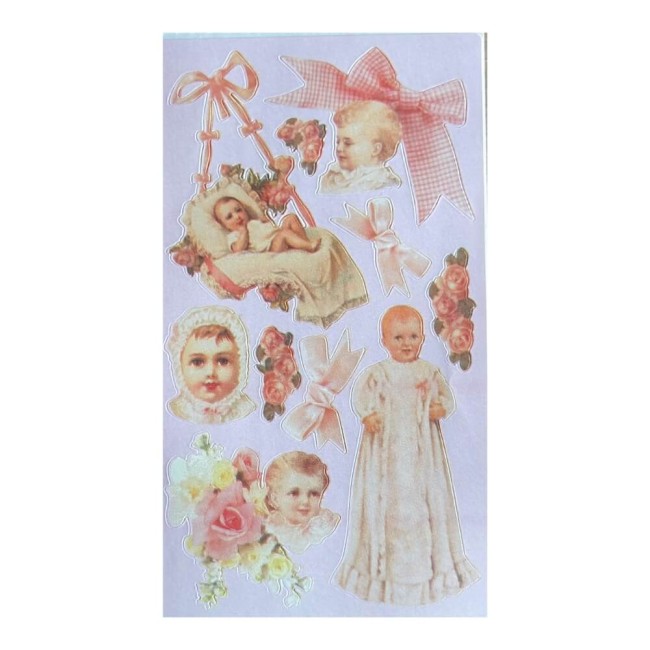 Lot de 3 planches de stickers rétro Frances Meyer pour scrapbooking, carterie créative, album Stickers vintage 90s bébé