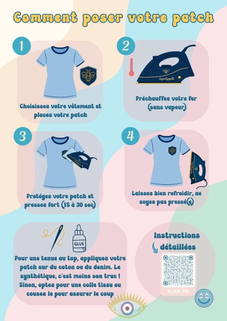 Guide de pose patch thermocollant – vêtements en coton ou denim