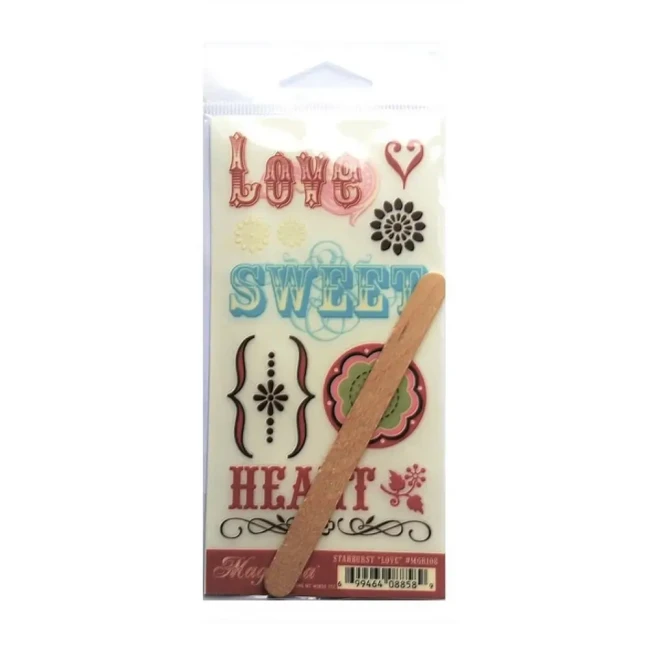 rubons magnolia mymindseye love motif rétro Transferts à sec love sweet heart - My Mind's Eye