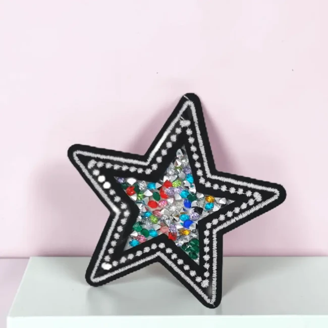Patch étoile en strass, écusson thermocollant en perles