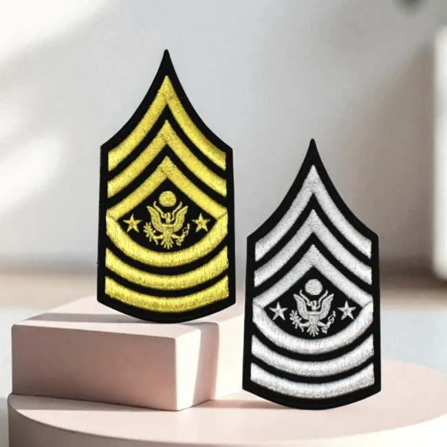 patch brodé militaire sergent major 12 cm thermocollant