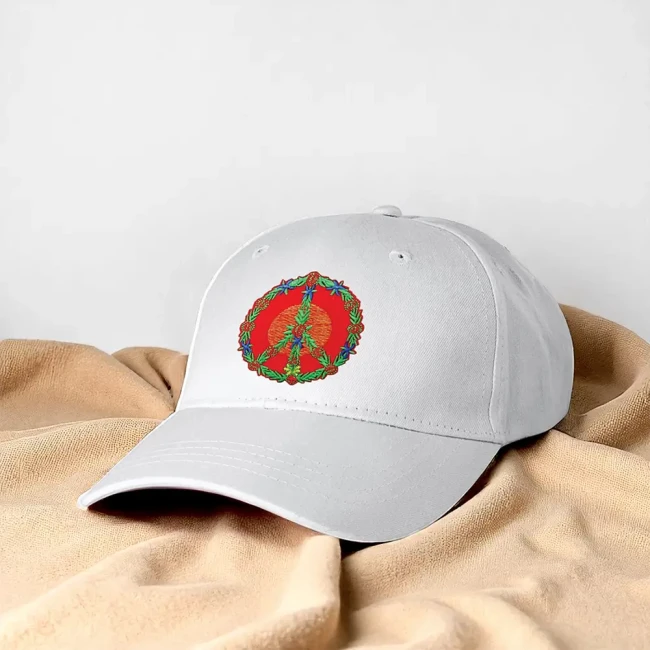 Patch pour réparer un vêtement ou un accessoire taché ou troué Patch Peace and Love hippie brodé sur casquette blanche