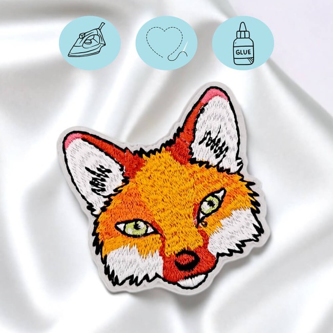 Ecusson renard à thermocoller, à coudre ou à coller Patch animal thermocollant – tête de renard stylisée