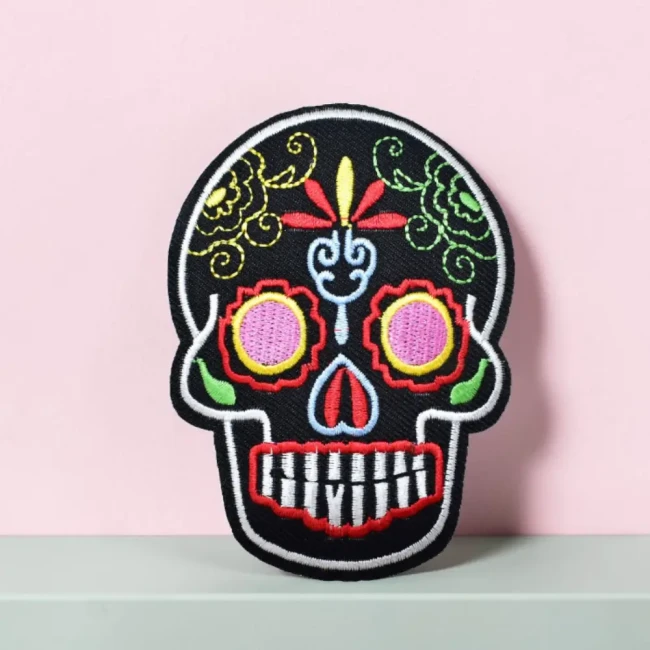 Écusson brodé tête de mort mexicaine Patch brodé calavera coloré