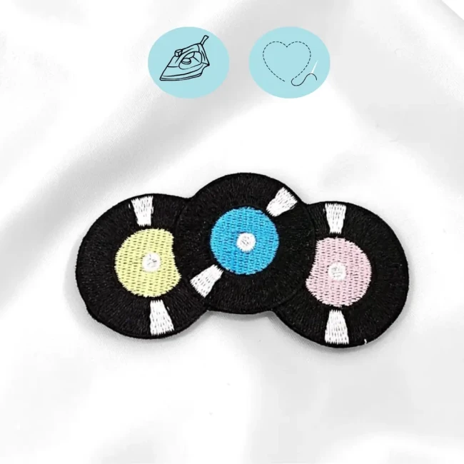 Patch disques vinyles thermocollant ou à coudre Patch brodé pratique pour décorer veste ou banane