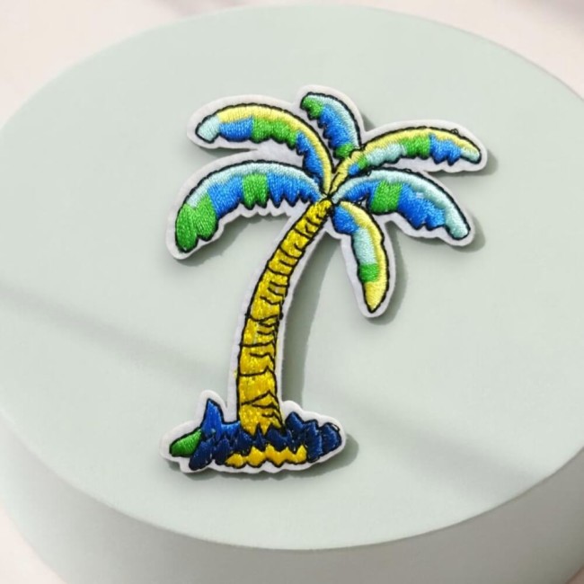 Patch brodé palmier, écusson thermocollant 7,5 cm