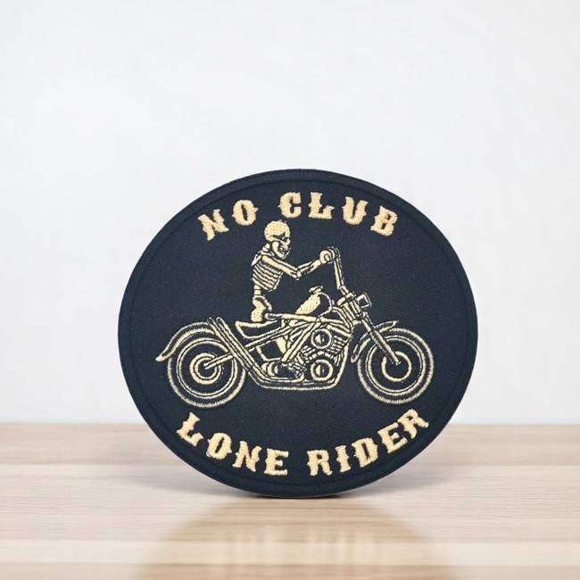 Patch thermocollant biker No club beige No club lone rider brodé