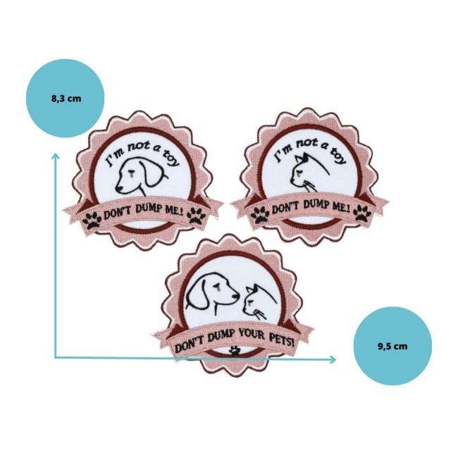 Dimensions du patch brodé anti-abandon 9,5 x 8,3 cm